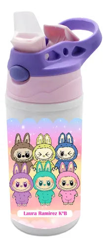 Botella Agua Colegio Labubu Niñas Personalizada