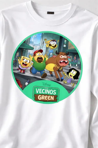 Camiseta Polar Manga Larga Polera Niño Niña Vecinos Green