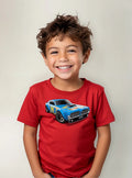 Polera Color Algodón 100% Niños Auto Azul Clásico Hot