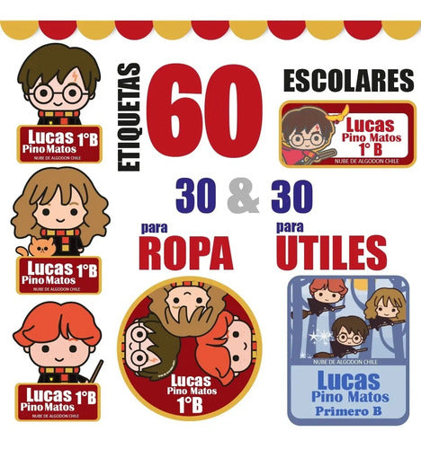 Etiquetas Para Marcar Ropa Y Utiles Escolares Harry Potter Rojo Unica