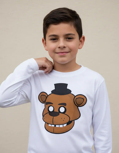 Camiseta Polar Manga Larga Polera Niño Freddy Five Nigh Fnaf