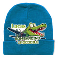 Gorro Lana Bombardino Cocodrilo Brainrot Personalizado Niños Azul Petróleo Talla Niños