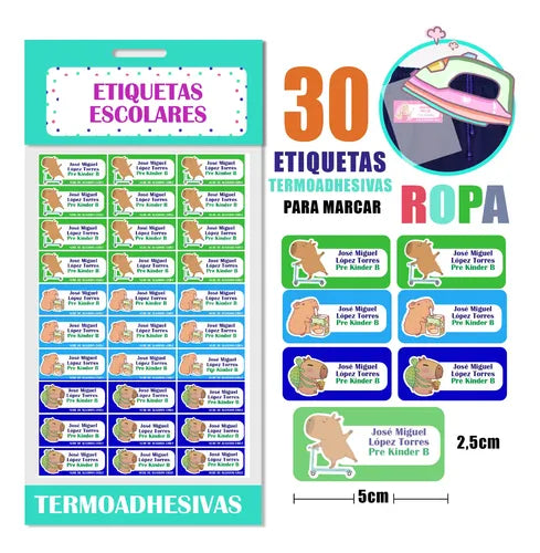 Etiquetas Escolares Personalizadas Capibara Niño Utile Ropa