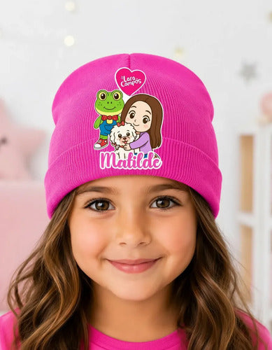 Gorro Lana Lara Campos Personalizado Niñas Con Nombre Fucsia Niñas Lara Campos