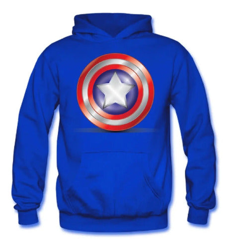 Polerón Canguro Algodón Niños Capitan America Escudo