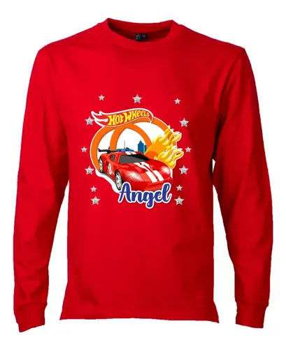 Polera Hot Wheels Personalizada  Manga Larga 100% Algodon