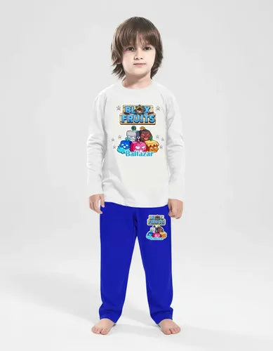 Pijama Largo Blox Fruits Niños Algodón Personalizado