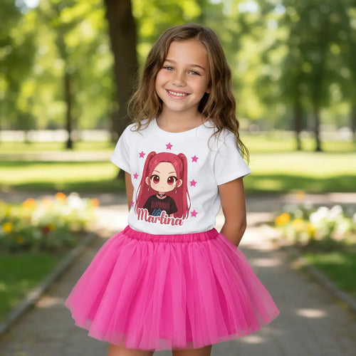 Disfraz Vestido Mira Huntrix Guerreras K Pop Personalizado Polera + Tutú Niñas Detalles Glitter