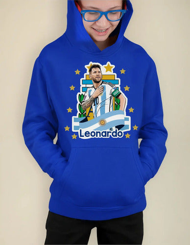 Polerón Canguro Messi Fútbol Personalizado Niños Algodón