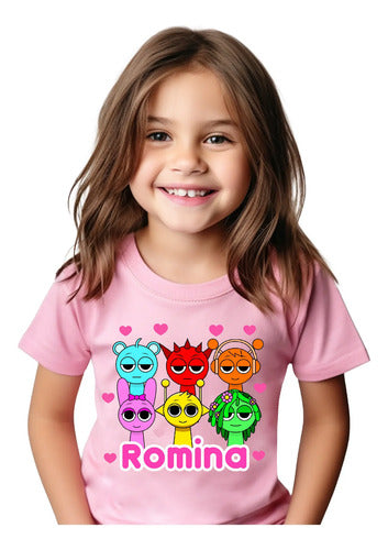 Disfraz Vestido Sprunki Personalizado Polera + Tutú Niñas Detalles Glitter