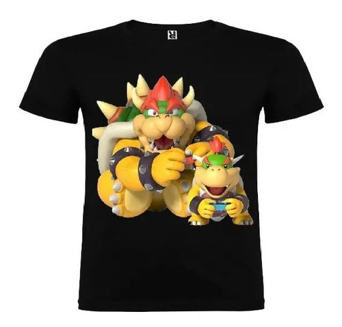 Polera Color Algodón 100% Niños Bowser E Hijo Mario