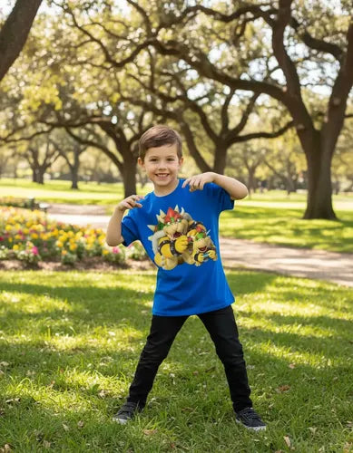 Polera Color Algodón 100% Niños Bowser E Hijo Mario