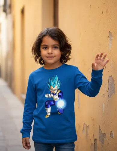 Polera Manga Larga Algodón Niños Vegeta Dragon Ball