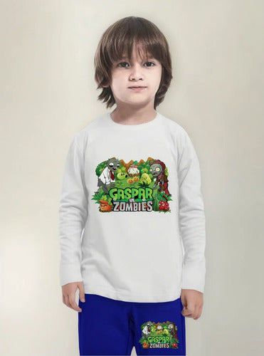 Pijama Largo Plantas Vs Zombies Niños Algodón Personalizado