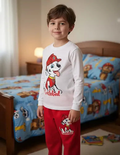 Pijama Largo Marshall Paw Patrol Niños Personalizado 2 Algod