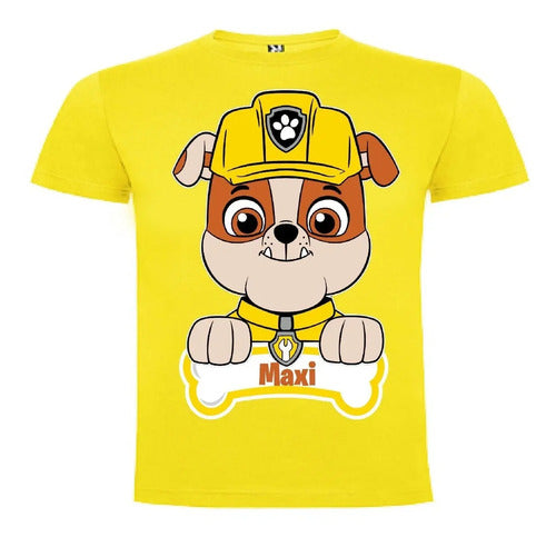 Polera Rubble Paw Patrol Niños Personalizada Algodón 100% 1