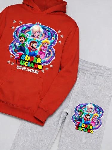 Buzo Super Mario Galaxy Poleron Pantalon Personalizado Niño