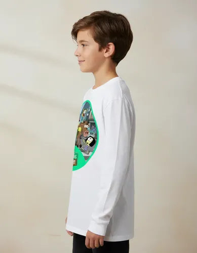 Camiseta Polar Manga Larga Polera Niño Niña Vecinos Green