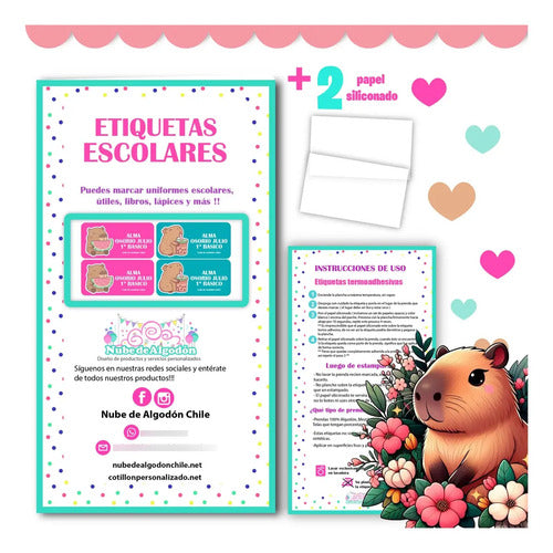 Etiquetas Escolares Personalizadas Capibara Niña Utile Ropa