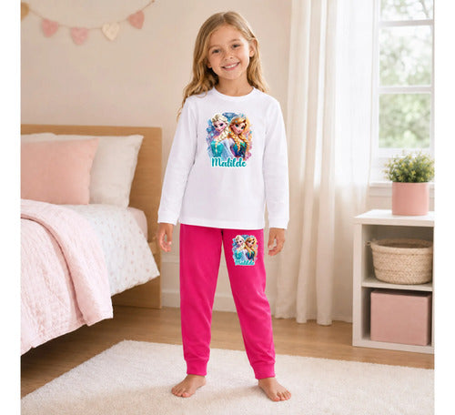 Pijama Largo Niña Frozen Personalizado Algodón
