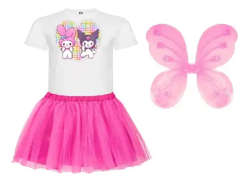 Disfraz My Melody Kuromi Corazón Tutu Polera Algodon Cumpleaños