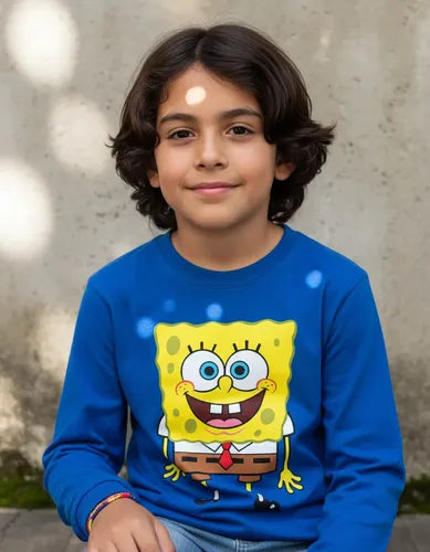 Polera Manga Larga Algodón Niños Bob Esponja