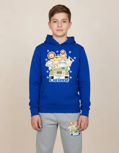 Buzo Animales Safari Poleron Pantalon Personalizado Niños