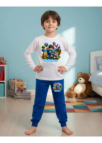 Pijama Niño Algodón Manga Larga Personalizado Video Juegos