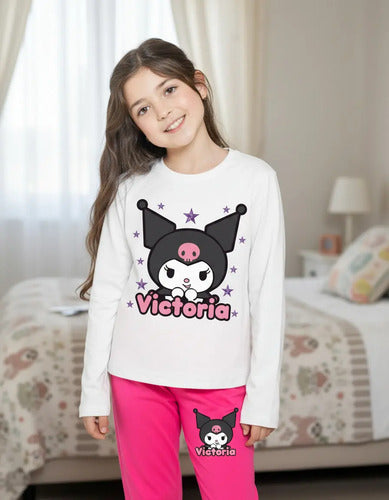 Pijama Largo Kuromi D2 Niñas Personalizado Algodon