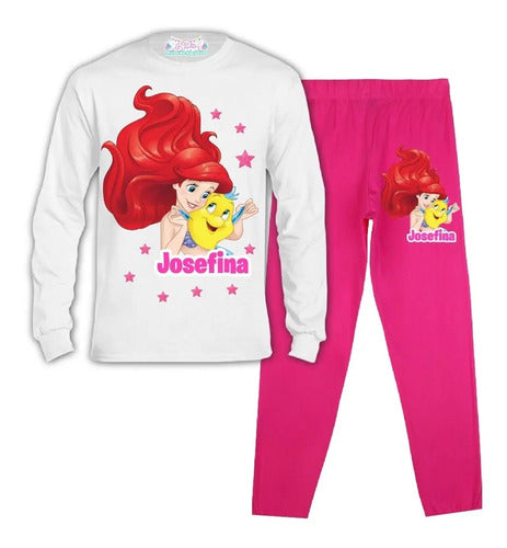Pijama Largo La Sirenita Ariel Personalizado Algodón