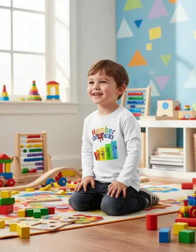 Camiseta Polar Manga Larga Polera Niño Number Blocks