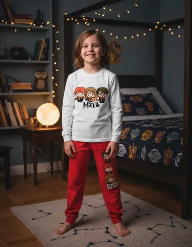 Pijama Largo Harry Potter Niñas -niños Algodón Personalizado