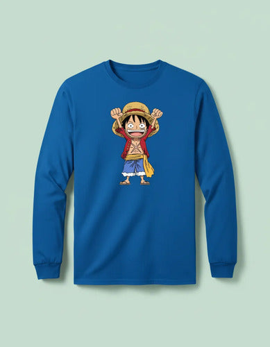 Polera Manga Larga Algodón Niños Luffy One Piece