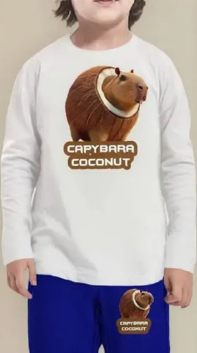 Pijama Largo Niñas Niños Algodon Capibara Coconut Brainrot
