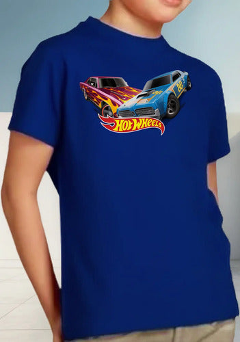 Polera Color Algodón 100% Niños Autos Hot Wheels
