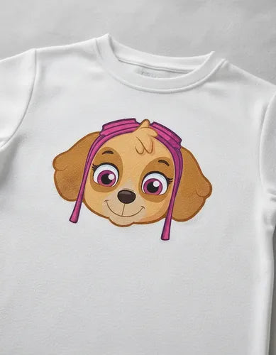 Camiseta Polar Manga Larga Polera Niñas Skye Paw Cabeza