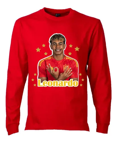 Polera Lamine Yamal Manga Larga Personalizada Niños Algodon