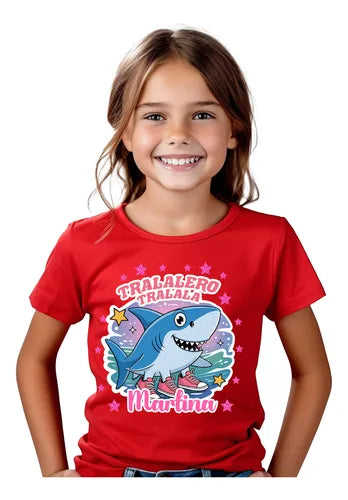 Polera Tralalero Tralala Niñas Personalizada Algodón 100%