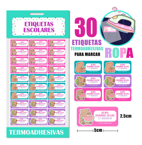 Etiquetas Escolares Personalizadas Capibara Niña Utile Ropa
