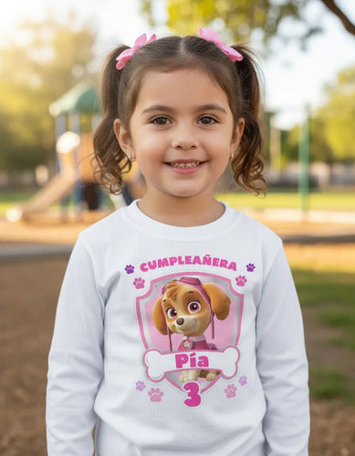 Polera Larga Skye Paw Patrol Cumpleaños Personalizada Niñas