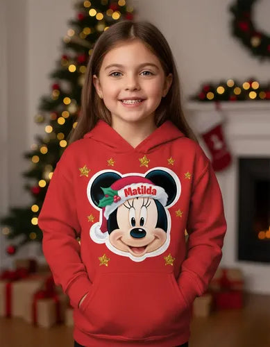 Poleron Minnie Navidad Personalizado Niñas Algodón 4