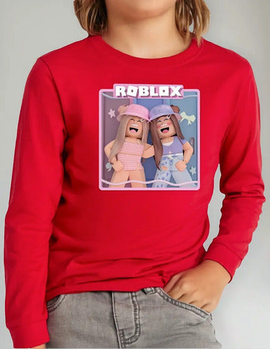 Polera Manga Larga Algodón Niñas Roblox 2 Niñas