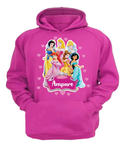 Polerón Canguro Princesas Niñas Personalizado Algodón