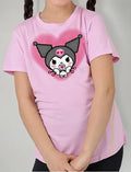 Polera Color Algodón 100% Niñas Kuromi Corazon