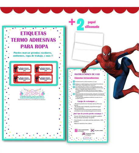 Etiquetas Escolares Personalizadas Spiderman Ropa Utiles Rojo