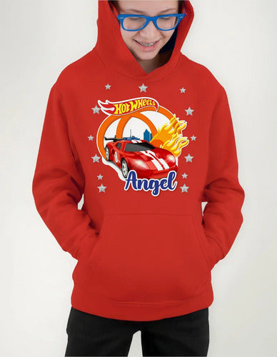 Polerón Canguro Hot Wheels Personalizado Niños Algodón