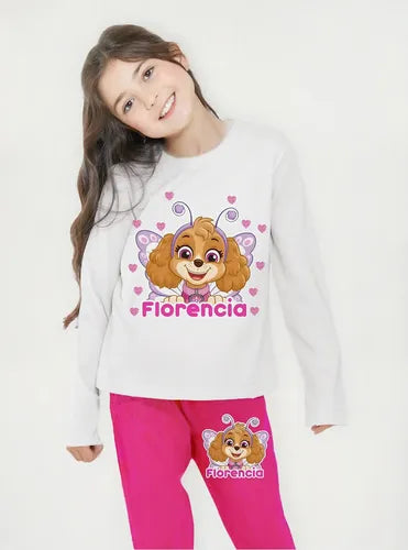 Pijama Largo Skye Paw Patrol Niñas Personalizado Algodon 3