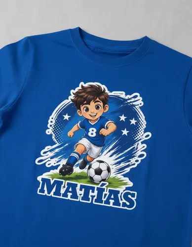Polera Algodon Manga Larga Futbol Niño Personalizada Nombre