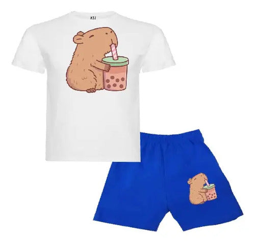 Pijama Corto Niñoss Algodon Capibara Bebida Capybara