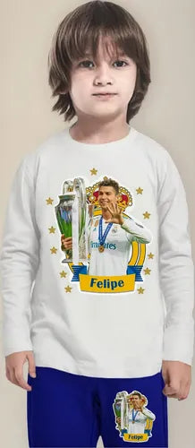 Pijama Largo Ronaldo Futbol Niños Algodón Personalizado